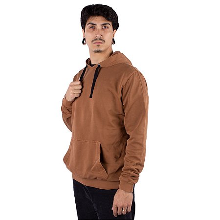 Moletom Canguru Estonado Básico Caramelo