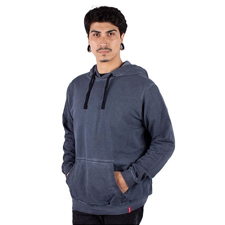 Moletom Canguru Estonado Básico Marinho