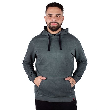 Moletom Canguru Estonado Básico Verde Musgo