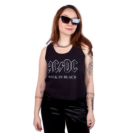 Regata Feminina ACDC Back in Black Preta Oficial