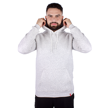 Moletom Canguru 3 Cabos Básico Marfim Mesclado