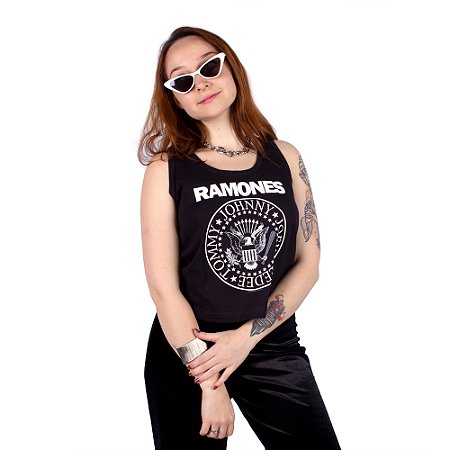 Regata Feminina Ramones Logo Preta Oficial