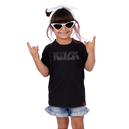 Camiseta Infantil Rock Relevo Preta Jaguar