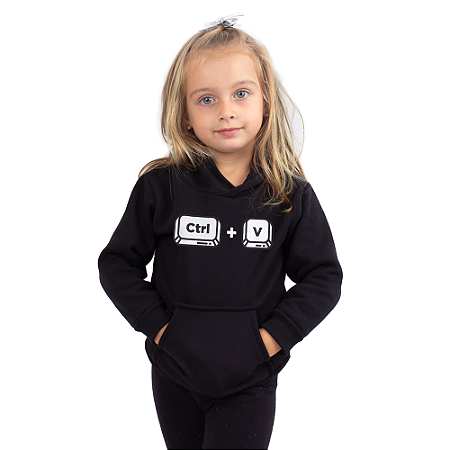 Moletom Canguru Infantil Cópia CTRL V Preto