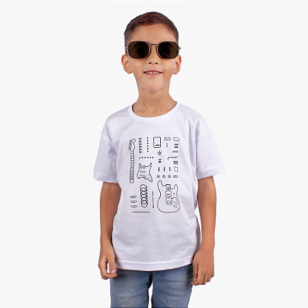 Camiseta Infantil Guitarra Deconstruction Branca