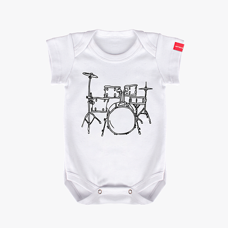 Body Bebê Bateria Line Drum Branco