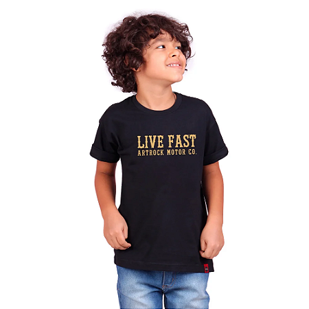 Camiseta Infantil Motor Fast Preta