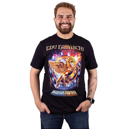 Camiseta Edu Falaschi Pegasus Fantasy Preta Oficial