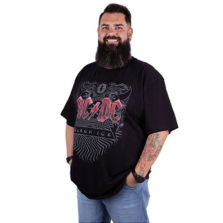 Camiseta Plus Size ACDC Black Ice Preta Oficial