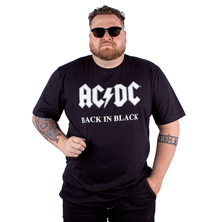 Camiseta Plus Size ACDC Back in Black Preta Oficial