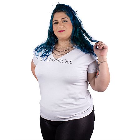 Blusa Corrente Aplique Rock n Roll Branca