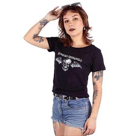 Camiseta Feminina Avenged Sevenfold Logo Oficial
