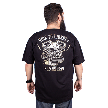 Camiseta Plus Size Milwaukee Motorcycle Preta.