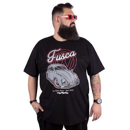 Camiseta Plus Size Fusca Low Rider Preta.
