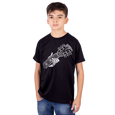 Camiseta Juvenil Guitarra Hand Preta