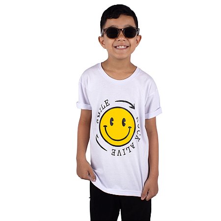 Camiseta Juvenil Rock Smile Branca