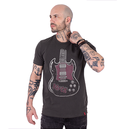 Camiseta Estonada Rock SG Guitarra - Preta.