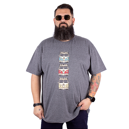 Camiseta Plus Size Kombi Trip Grafite.