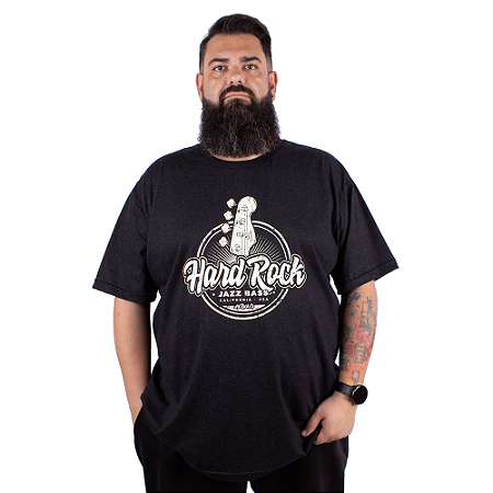 Camiseta Plus Size Hard Rock Bass Preta Jaguar.