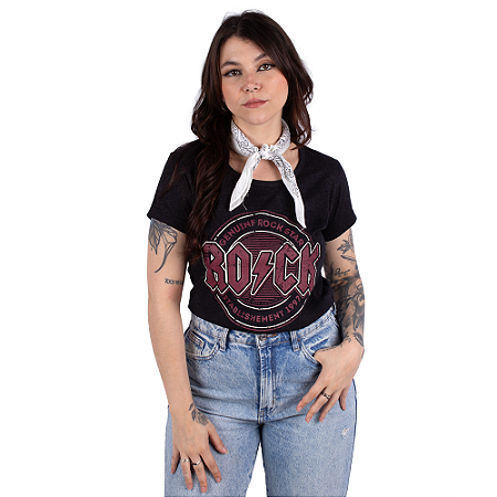 Camiseta Feminina Rock Stablishment Preta Jaguar