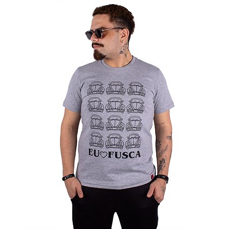 Camiseta Amo Fusca Cinza Mescla.