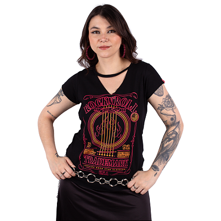 Blusa Choker Rock Trade Preta