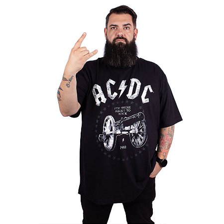 Camiseta Plus Size ACDC For Those About Preta Oficial