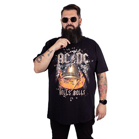 Camiseta Plus Size ACDC Hells Bells Preta Oficial