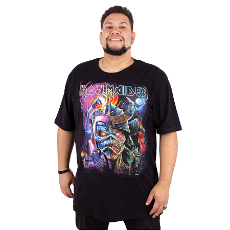 Camiseta Plus Size Iron Maiden Future Past Tour Preta Oficial