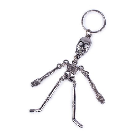 Chaveiro Metal Esqueleto Articulado Prateado
