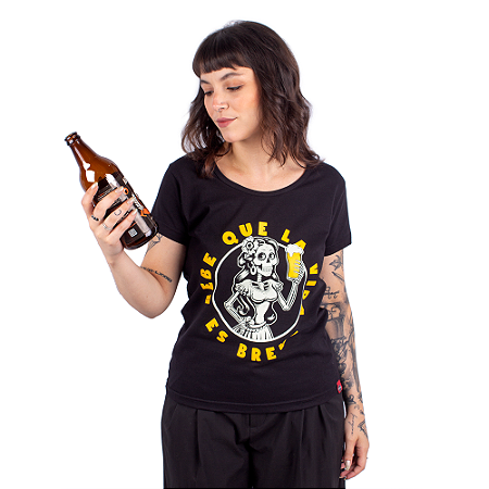 Camiseta Feminina Cerveja Catrina - Preta