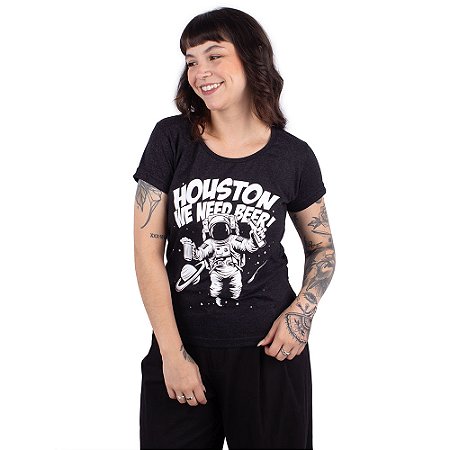 Camiseta Feminina Cerveja Houston - Preta Jaguar