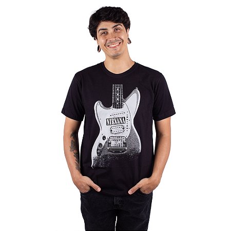 Camiseta Nirvana Guitar Preta - Oficial