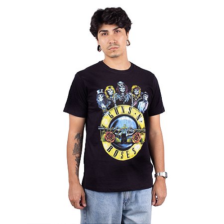 Camiseta Guns N Roses Caveiras Classica Preta - Oficial