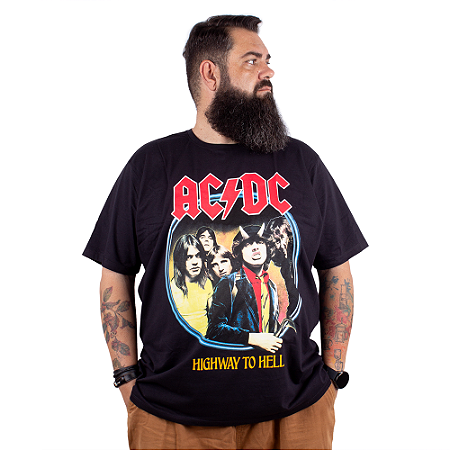 Camiseta Plus Size ACDC Highway To Hell Preta - Oficial