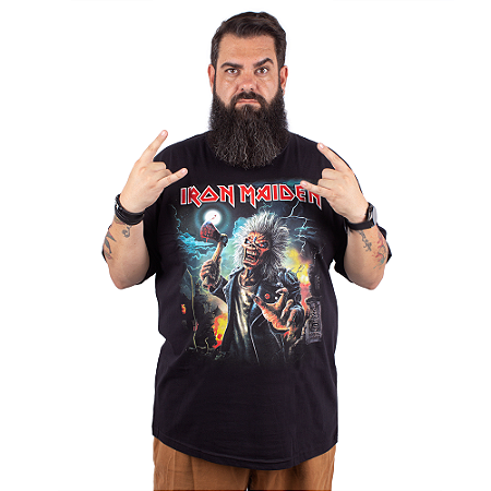 Camiseta Plus Size Iron Maiden Axe Eddie Preta - Oficial