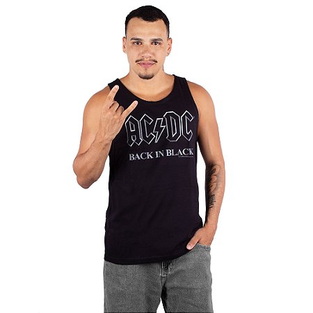 Regata ACDC Back In Black Preta - Oficial