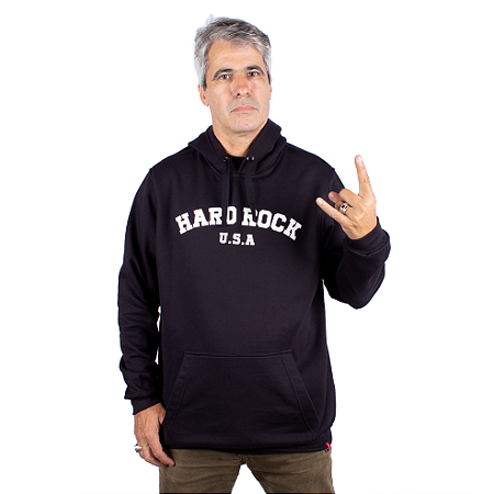 Moletom Canguru Hard Rock Relevo Preto