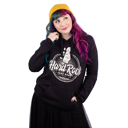 Moletom Canguru Feminino Hard Rock Bass Preto