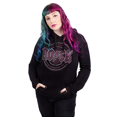 Moletom Canguru Feminino Rock Stablishment Preto