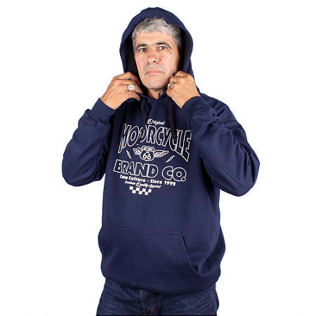 Moletom Canguru Motorcycle Brand Co Marinho