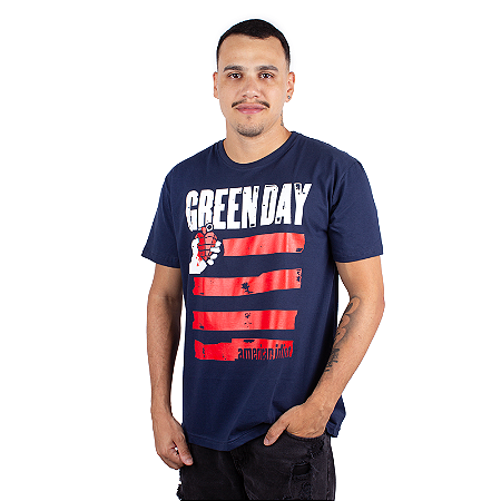 Camiseta Green Day American Idiot Marinho - Oficial