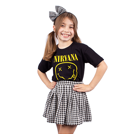 Camiseta Juvenil Nirvana Smiley Preta - Oficial