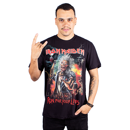 Camiseta Iron Maiden Run For Your Lives Preta - Oficial