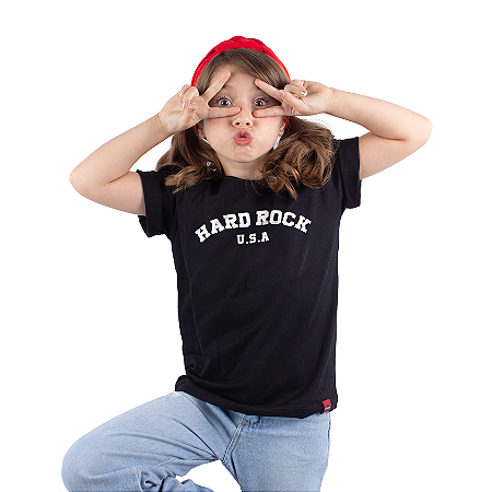 Camiseta Infantil Hard Rock Relevo - Preta