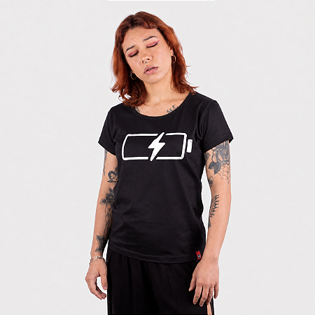 Camiseta Feminina Low Battery Preta