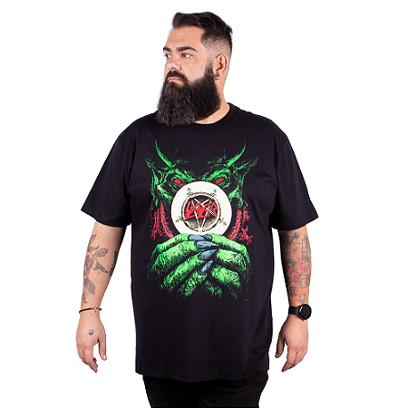 Camiseta Plus Size Slayer Devil Host Preta - Oficial
