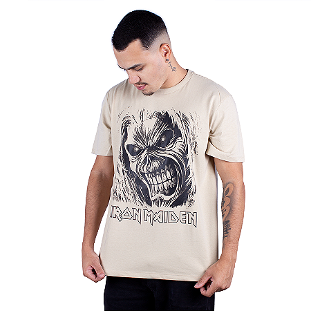 Camiseta Plus Size Iron Maiden Eddie Killers Bege - Oficial