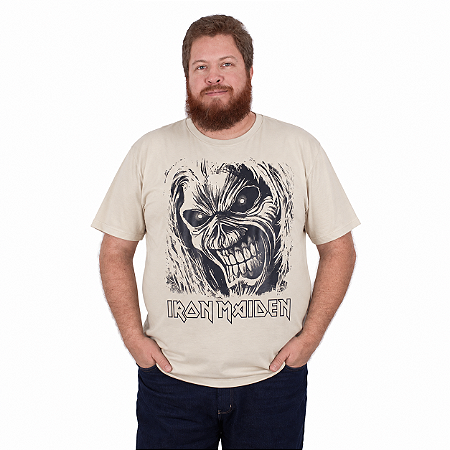 Camiseta Plus Size Iron Maiden Eddie Killers Bege - Oficial