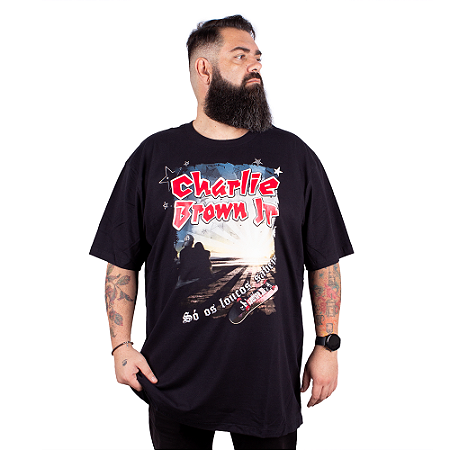 Camiseta Plus Size Charlie Brown Jr Só Os Loucos Sabem Preta - Oficial